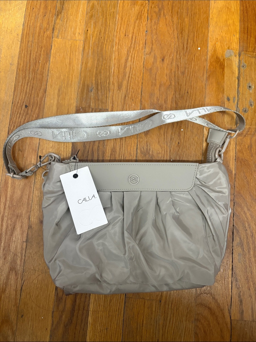 CALIA by Carrie Underwood Taupe Crossbody Bag with Logo Strap